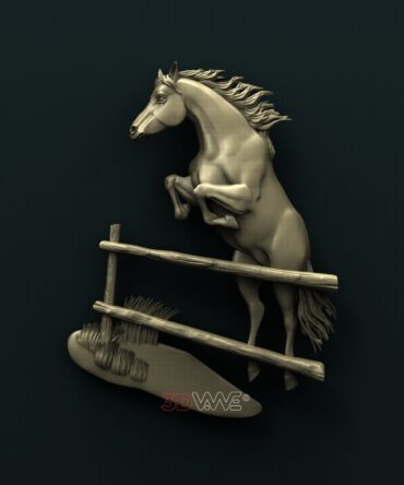 Jumping Horse wood carving
