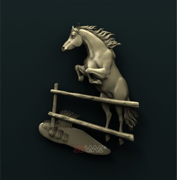 Jumping Horse wood carving