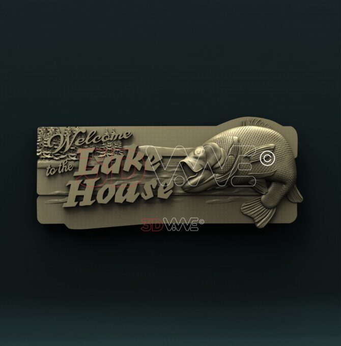 1895. Lake house welcome sign